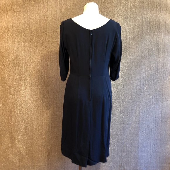 Antique Black Dress With Beaded Upper Bodice, Zippered Back and 3/4 Sleeves - Picture 6 of 16